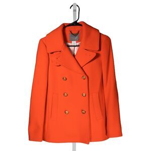 J. Crew Stadium Cloth Nello Gori Women's Coat Orange Double Breasted Peacoat 00